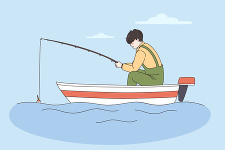 Fishing and summer leisure activities conceptのイラスト素材