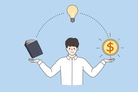From knowledge to making money conceptのイラスト素材