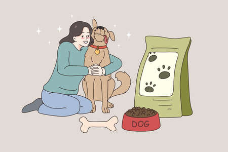 Pet owner and dog food concept.のイラスト素材