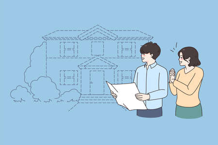 Buying new apartment and real estate conceptのイラスト素材