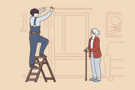 Repairing works and help conceptのイラスト素材