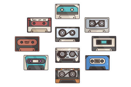Collection of retro 90s audio cassettes