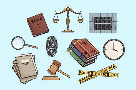 Collection of law and order icons for justiceのイラスト素材