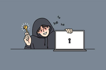 Man hacker break computer systemのイラスト素材