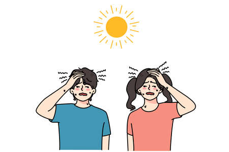 Unhealthy children suffer from heatstrokeのイラスト素材