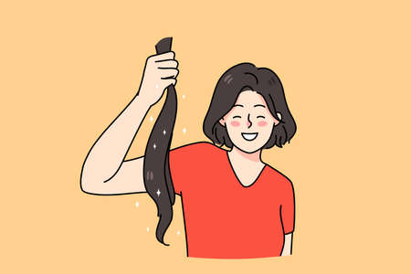 Smiling woman do hair donationのイラスト素材