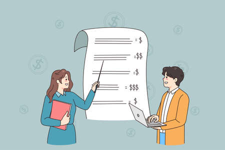 Financial advisor talk about income balance and spendingのイラスト素材