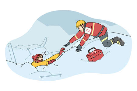 Lifesaver help person from avalancheのイラスト素材