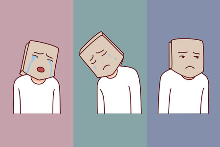 Person head in paper bad suffering from psychological problemsのイラスト素材