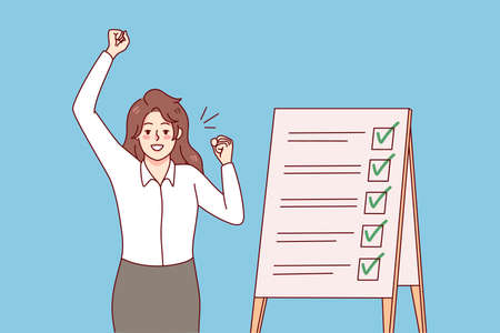 Happy woman finish to do listのイラスト素材