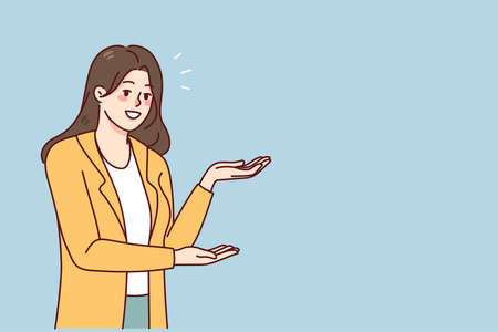 Young woman showing copy spaceのイラスト素材