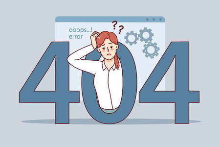 Confused woman have error message on computer