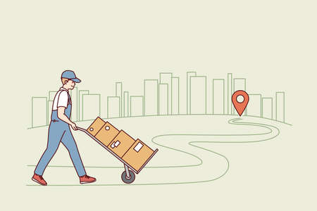 Postman delivering orders to recipientのイラスト素材