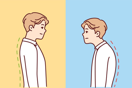 Man with good and bad back postureのイラスト素材