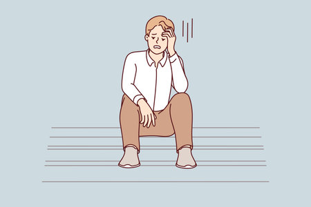 Unhappy man distressed with failureのイラスト素材