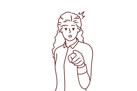 Amazed black woman point at screenのイラスト素材