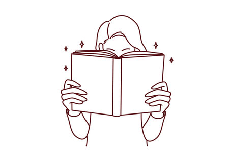 Young woman enjoy reading bookのイラスト素材