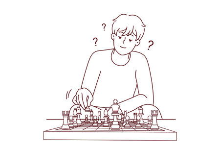 Man playing chess feel frustratedのイラスト素材