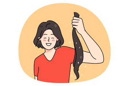 Smiling woman do hair donationのイラスト素材