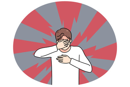 Unhappy man suffer from depression or anxietyのイラスト素材