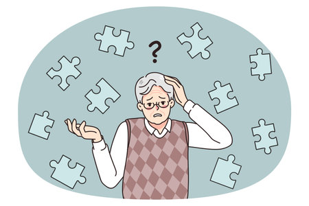 Senior man suffer from dementia diseaseのイラスト素材