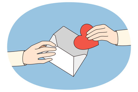 Hand take heart symbol from envelopeのイラスト素材