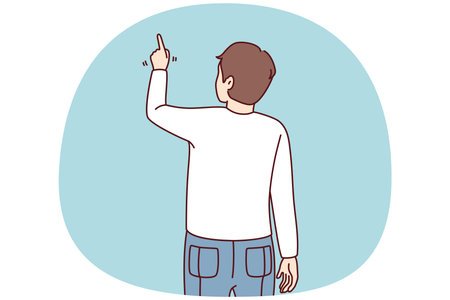 Man pointing at blank space with fingerのイラスト素材