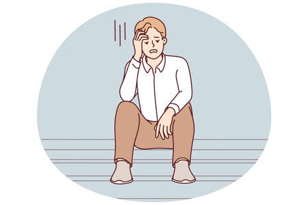 Unhappy man distressed with failureのイラスト素材