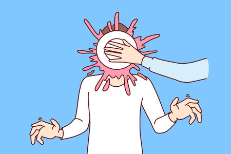 Birthday boy gets hit in face with cake, according to youth tradition common among studentsのイラスト素材