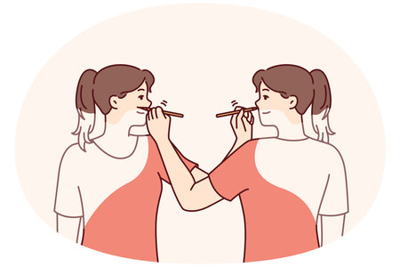 Women draw each other at same time for concept self-development and realization of inner potentialのイラスト素材