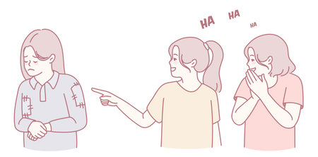 A bullying scenario is carefully depicted using an illustrative and artistic styleのイラスト素材