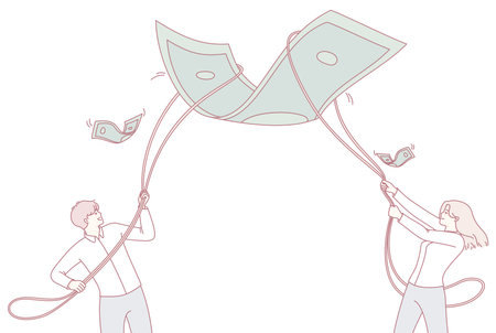 Illustration depicting the concept of collaboration along with effective money managementのイラスト素材