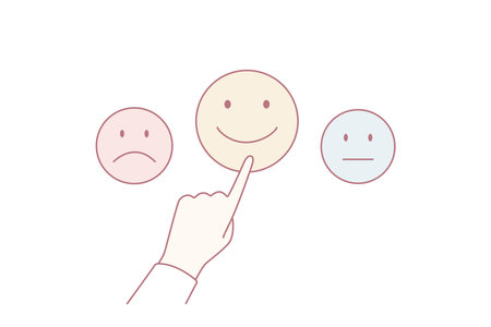 Person hand push icons with different emotionsのイラスト素材