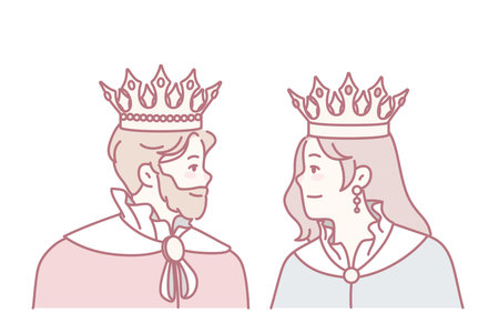 King and queen in mantles and crownsのイラスト素材