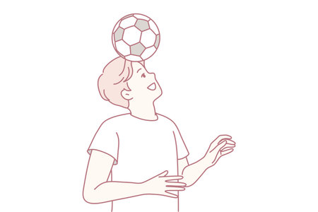 Happy man playing footballのイラスト素材