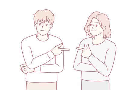 Couple point fingers at one anotherのイラスト素材