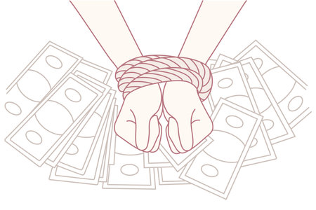 Person with hands tied and moneyのイラスト素材