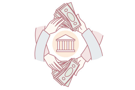 People transferring banknotes through bankのイラスト素材