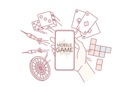 Hand holding cell gambling onlineのイラスト素材