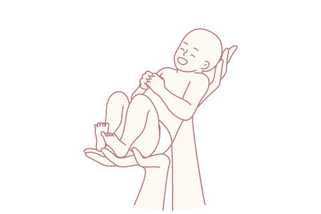 Hands holding newborn babyのイラスト素材
