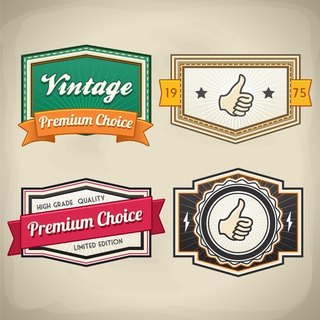 Retro Label Set 3のイラスト素材