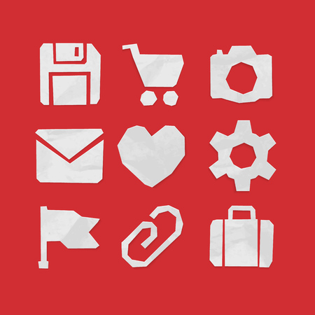Paper Cut Icons for Web and Mobile Applications Setのイラスト素材