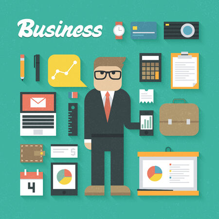 Vector illustration: Trendy Business Flat Icons Setのイラスト素材