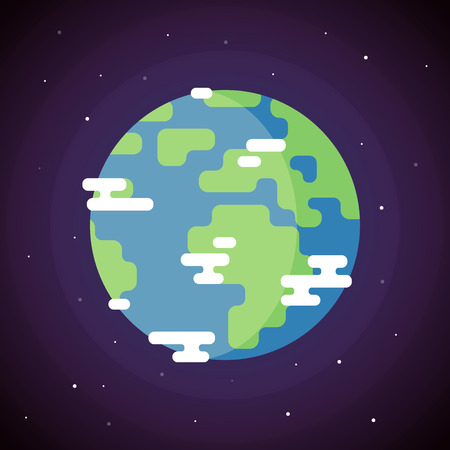 Planet Earth Icon. Vector Flat Illustrationのイラスト素材