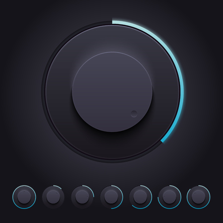Vector Dark Knobs Set for Web and Mobile applicationsのイラスト素材