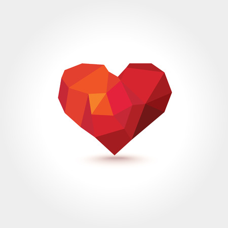 Vector Polygons Geometric Mosaic Heart with Shadowのイラスト素材
