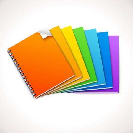 Spiral Ring Notebooks Rainbow, vector illustrationのイラスト素材