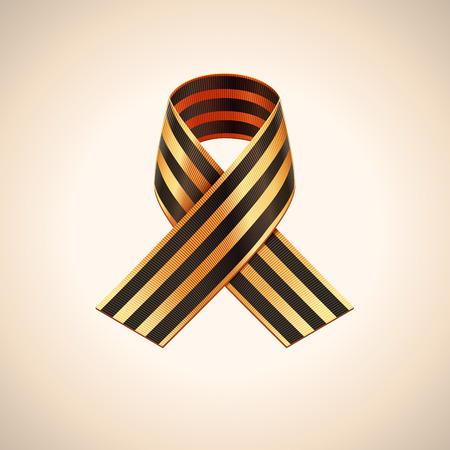 Vector Ribbon of Saint George. Black and gold stripes ribbonのイラスト素材