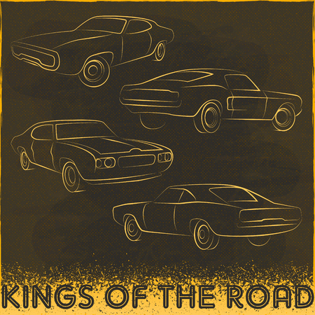 Vector 60s Car Design Silhouettesのイラスト素材