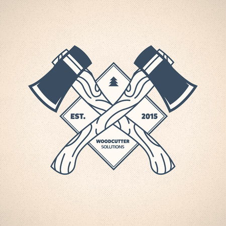 Vintage Lumberjack Label. Vector Woodcutter Emblemのイラスト素材